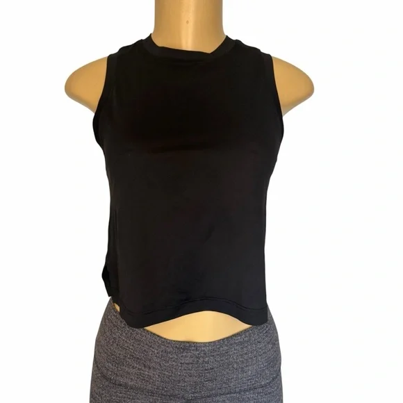 Lululemon Muscle Tank crop side slits black top size 4 - Picture 1 of 6